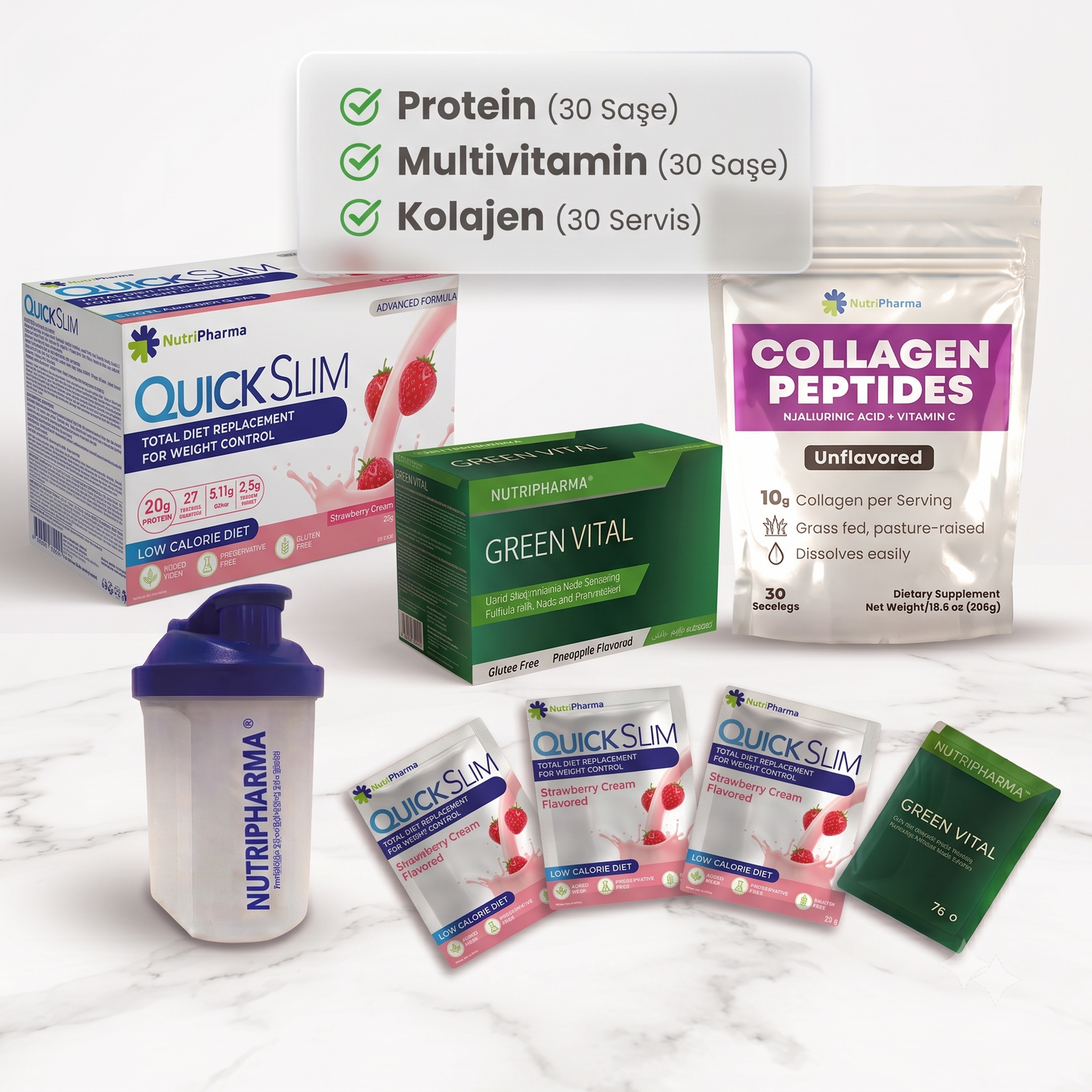 Bariatrik Diyet Seti | Yüksek Proteinli Shake, Multivitamin ve Kolajen | Nutripharma