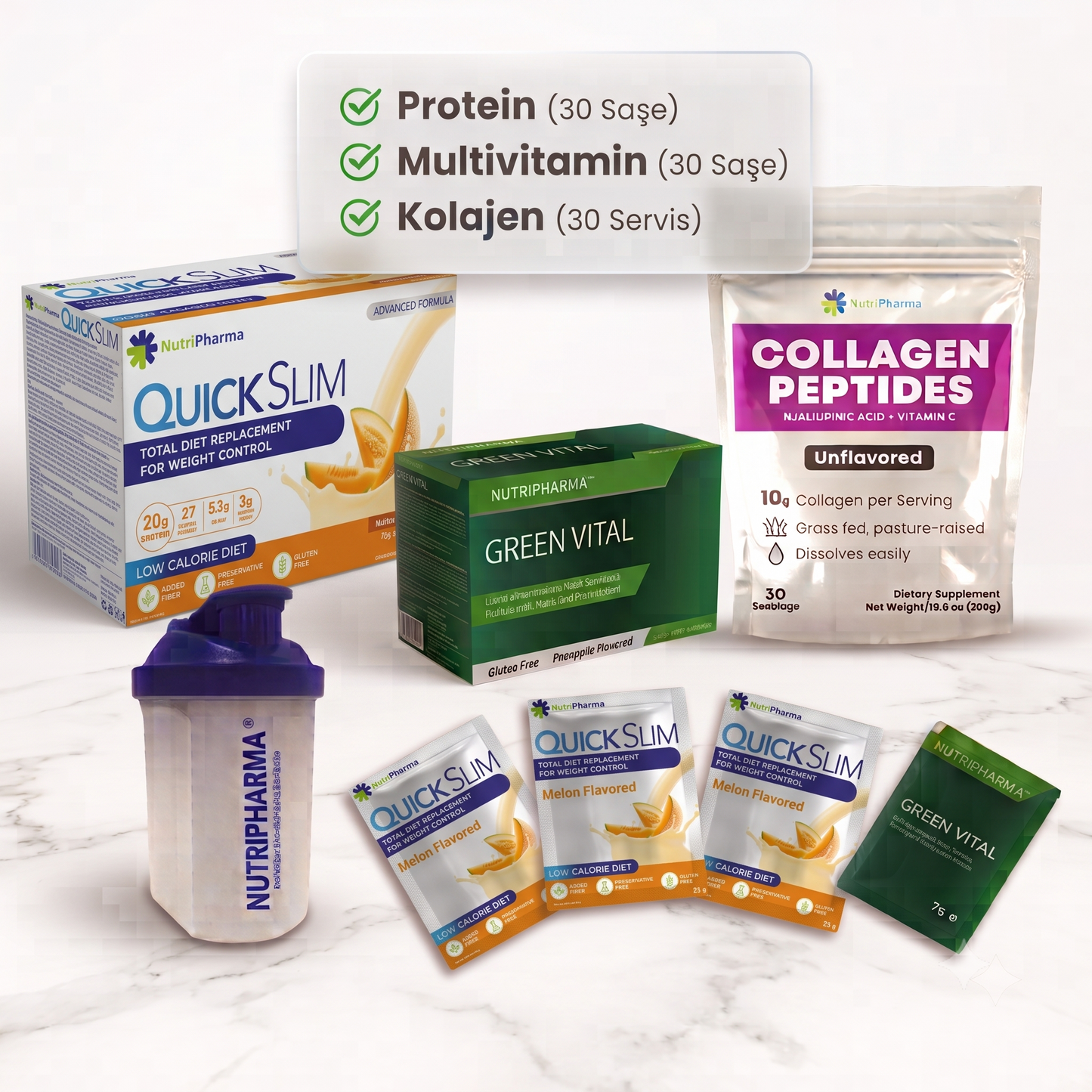 Bariatrik Diyet Seti | Yüksek Proteinli Shake, Multivitamin ve Kolajen | Nutripharma