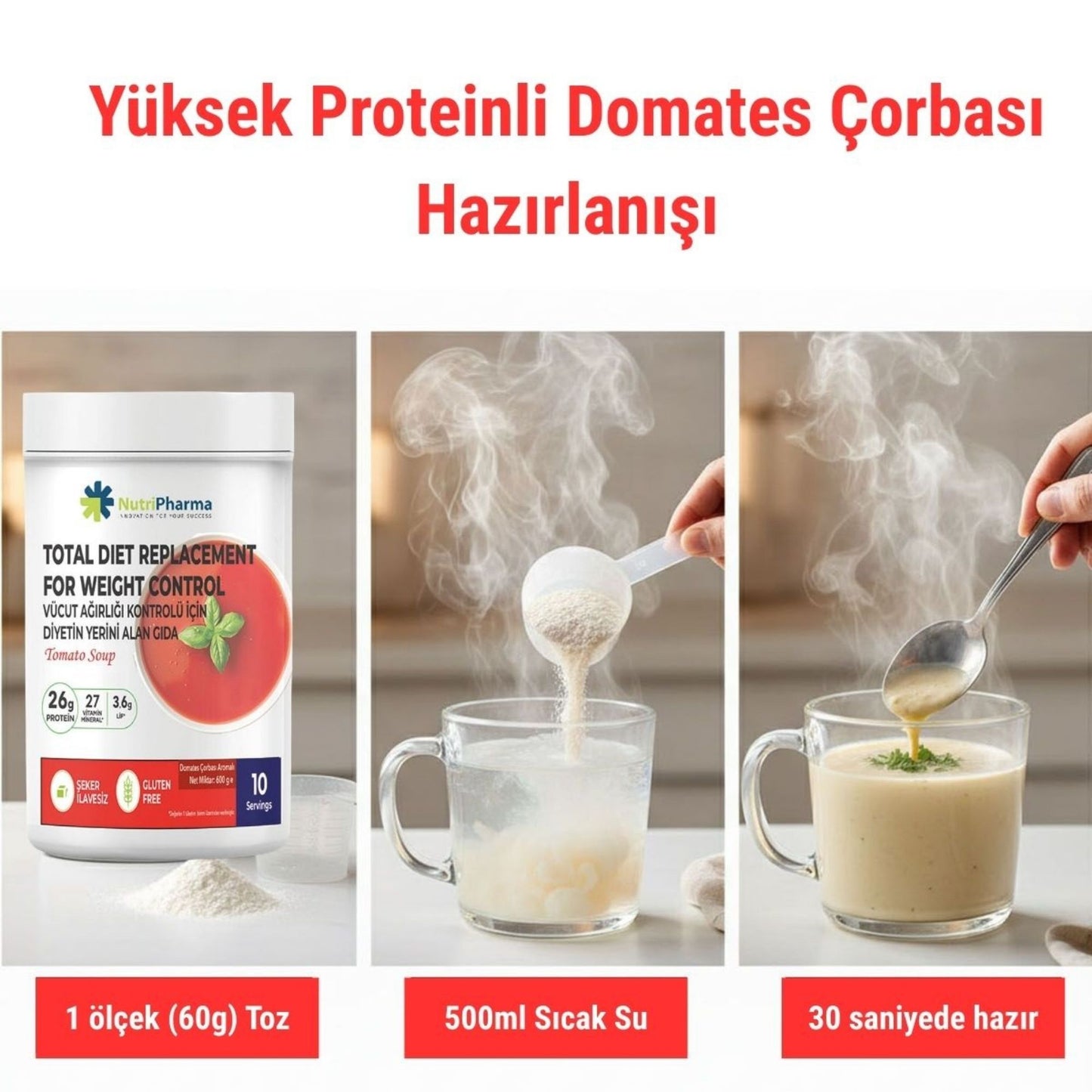 Proteinli Çorba Seti – (Domates, Tavuk, Sebze, Mantar)